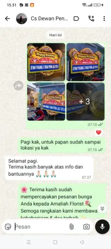 Testimonial Papan Bunga Pernikahan resmi tingal